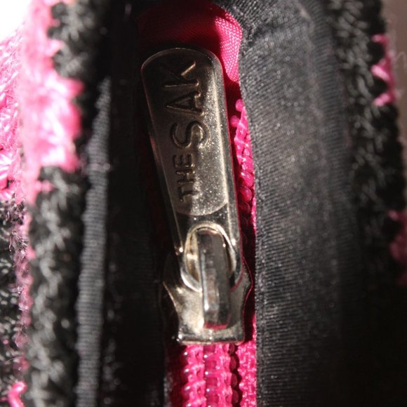 The Sak Knitted Multi Pink Blk Heart Sequined Embellished Double Strap Purse Bag - Picture 13 of 14